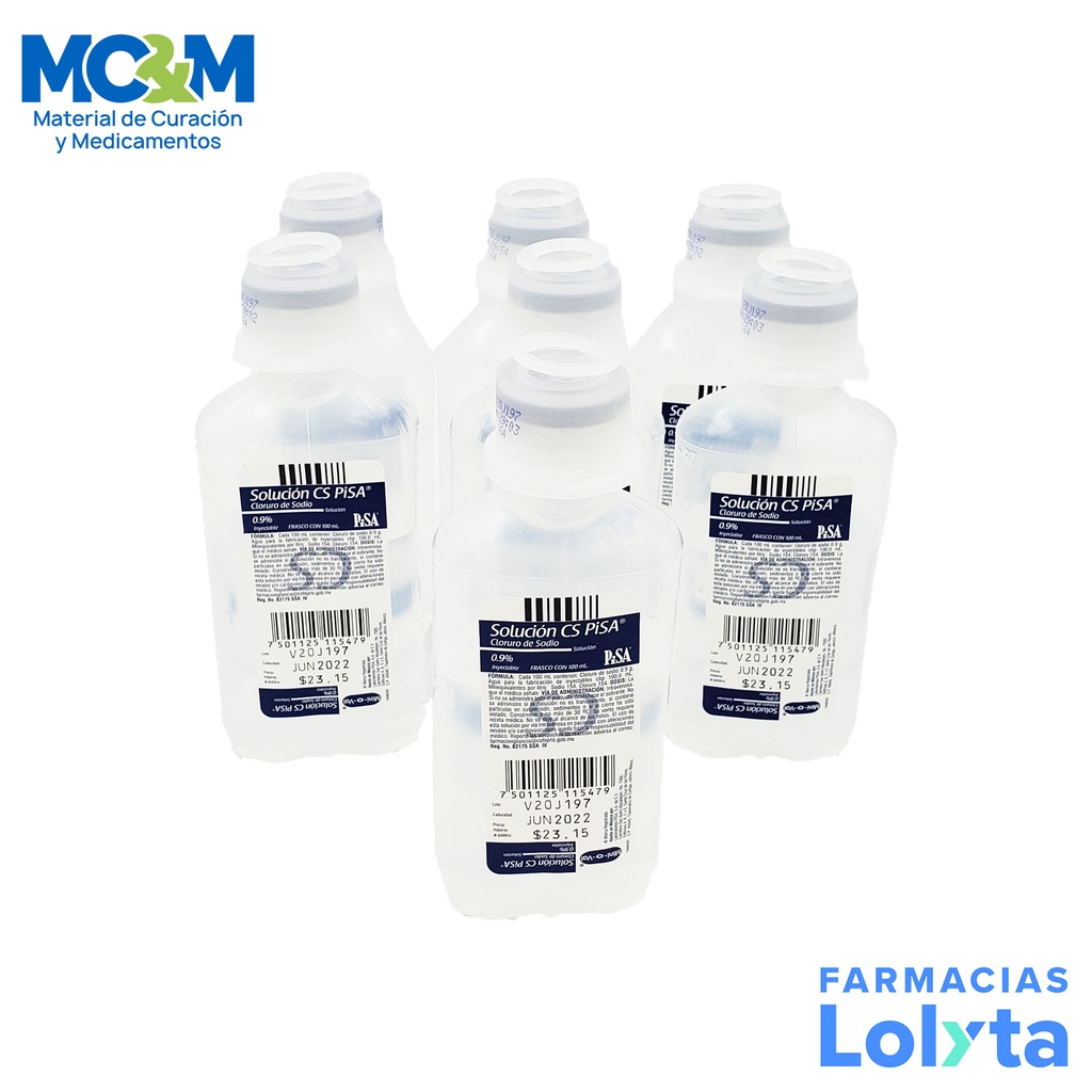 CLORURO DE SODIO 0.9% SOL INY 100 ML SOLUCION CS LAB PISA (FISIOLOGICA ...